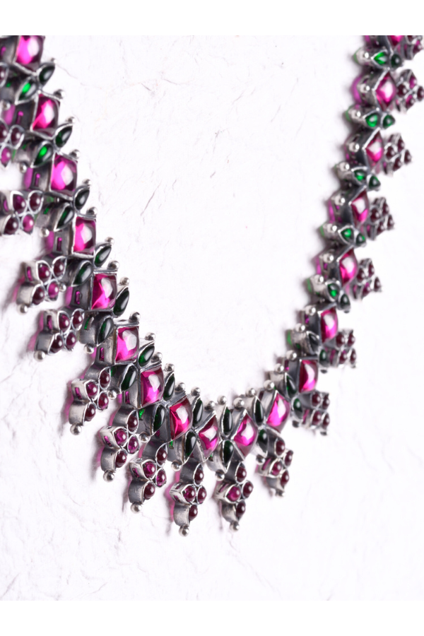 Kumudha Necklace - 925 oxidized silver