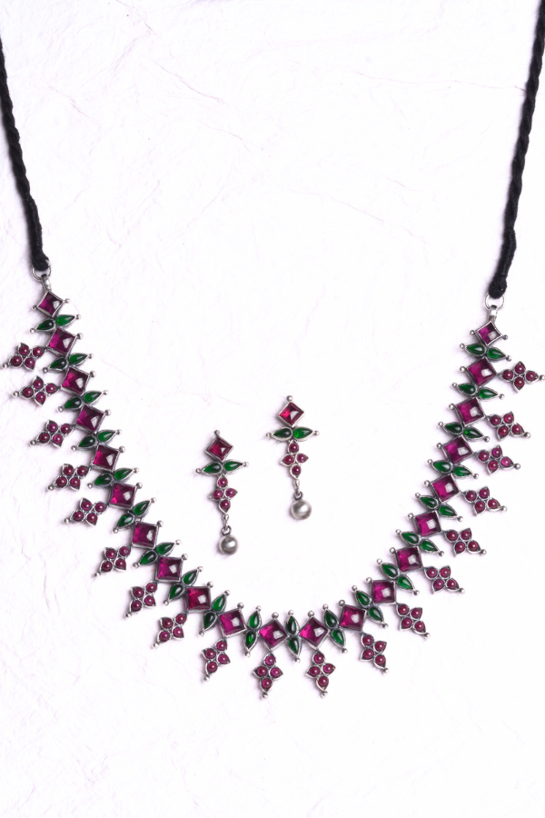 Kumudha Necklace - 925 oxidized silver