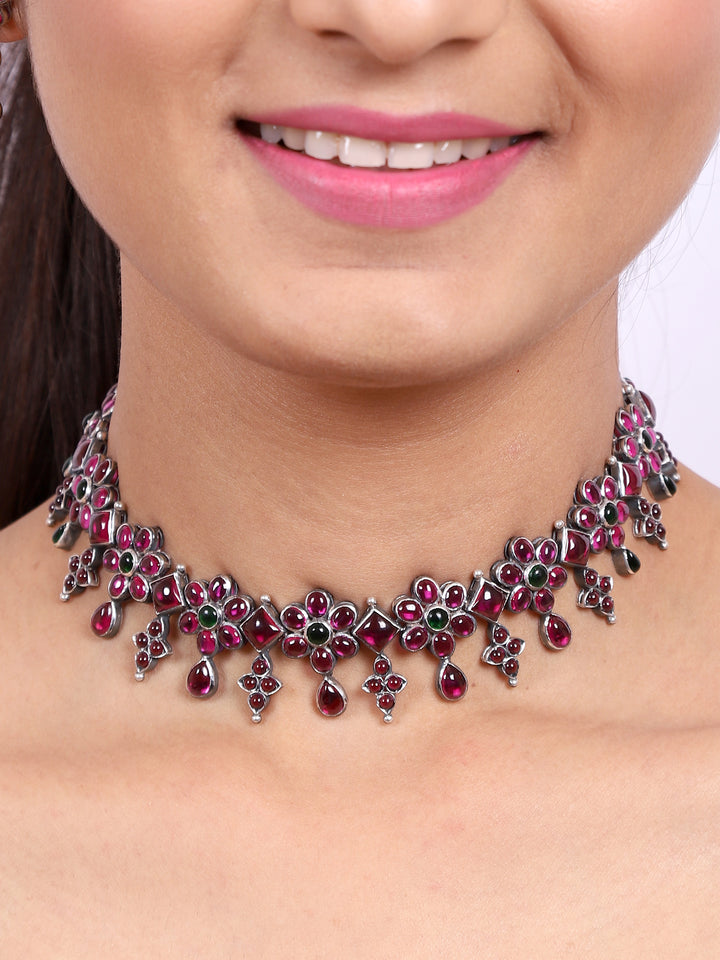 Kundavai Necklace - 925 oxidized silver