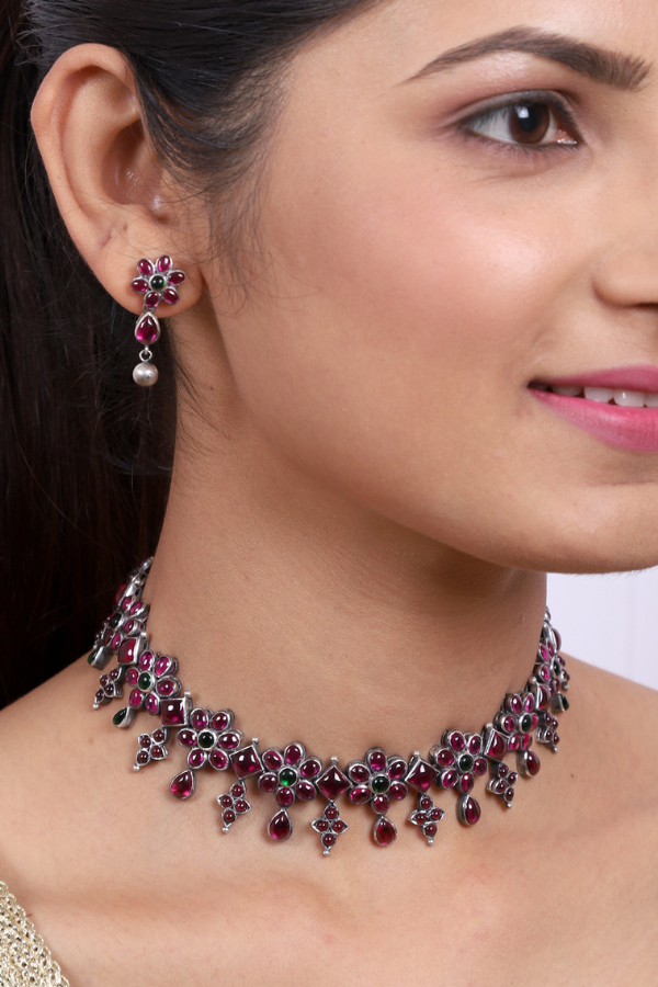 Kundavai Necklace - 925 oxidized silver