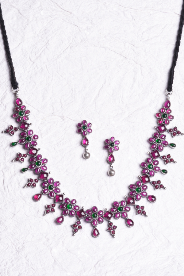 Kundavai Necklace - 925 oxidized silver