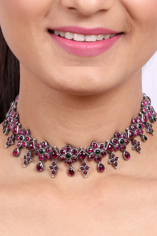 Kundavai Necklace - 925 oxidized silver