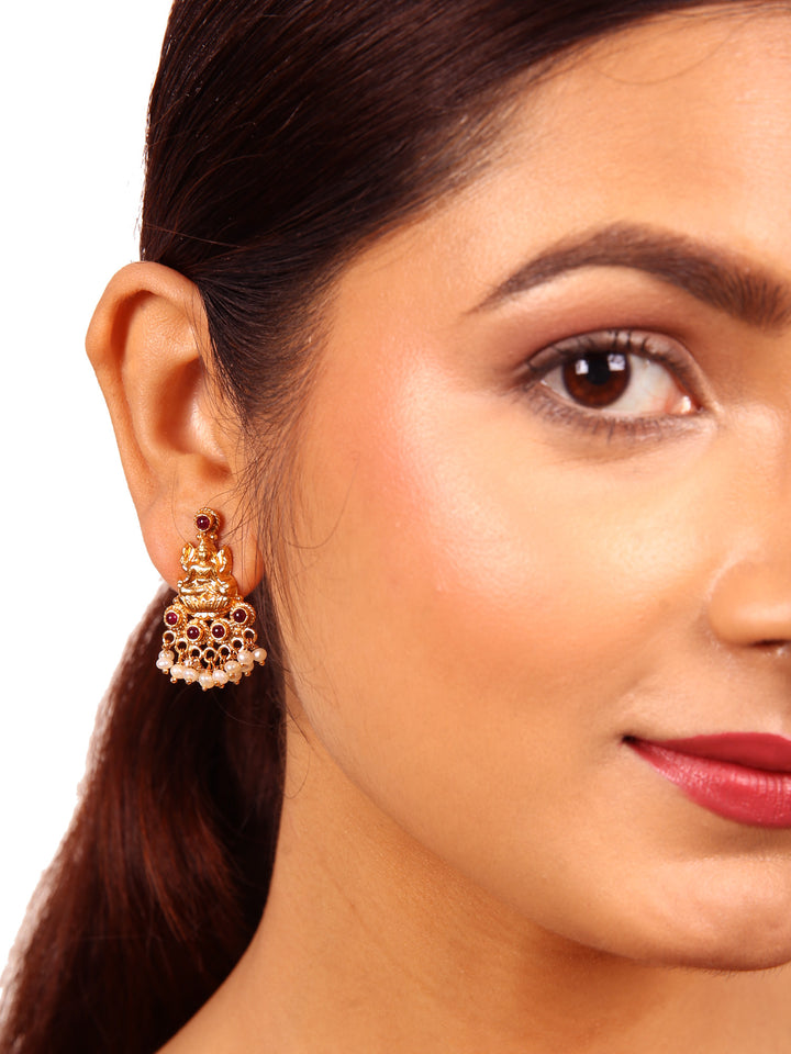 Lakshmi Earring - 925 silver gold polish