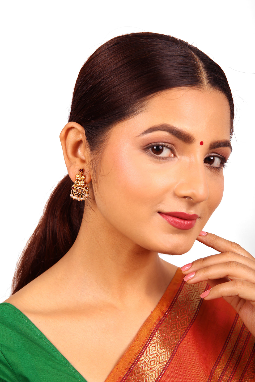 Lakshmi Earring - 925 silver gold polish