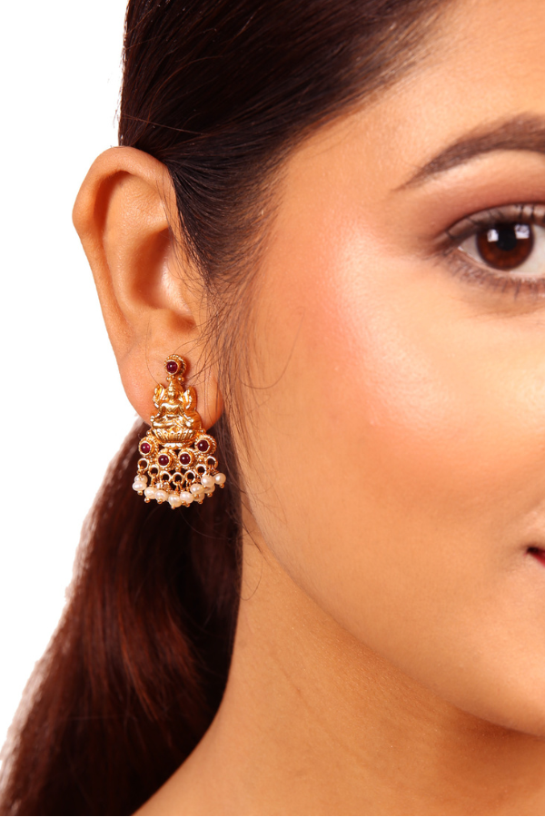 Lakshmi Earring - 925 silver gold polish
