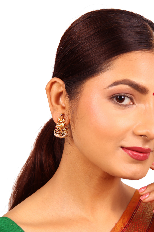 Lakshmi Earring - 925 silver gold polish