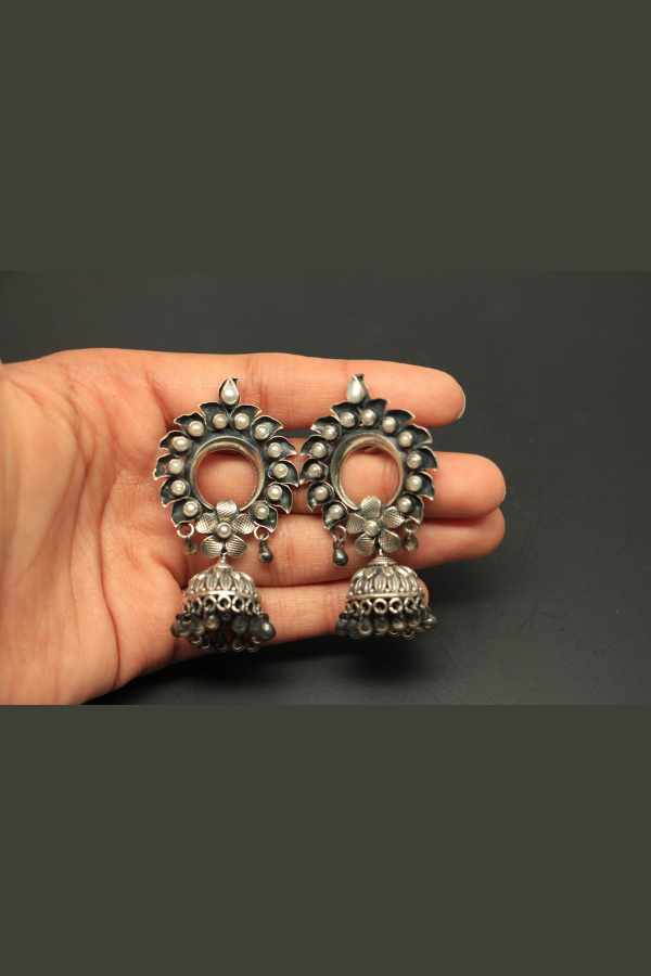 Laksika Jhumka - 925 oxidized silver