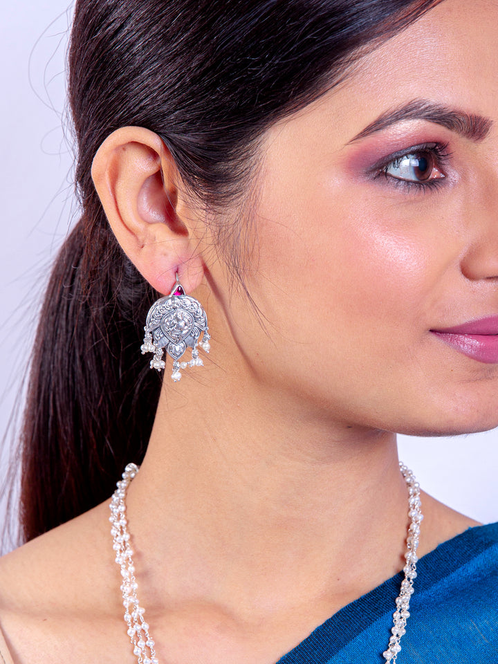 Lilavati Pearl Necklace - 925 oxidized silver