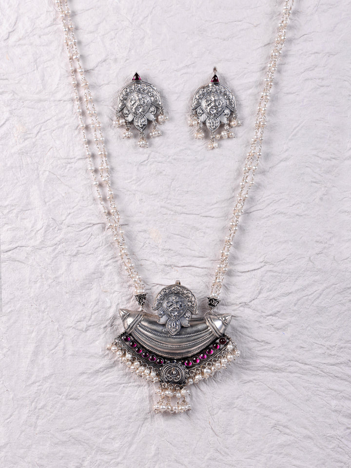 Lilavati Pearl Necklace - 925 oxidized silver