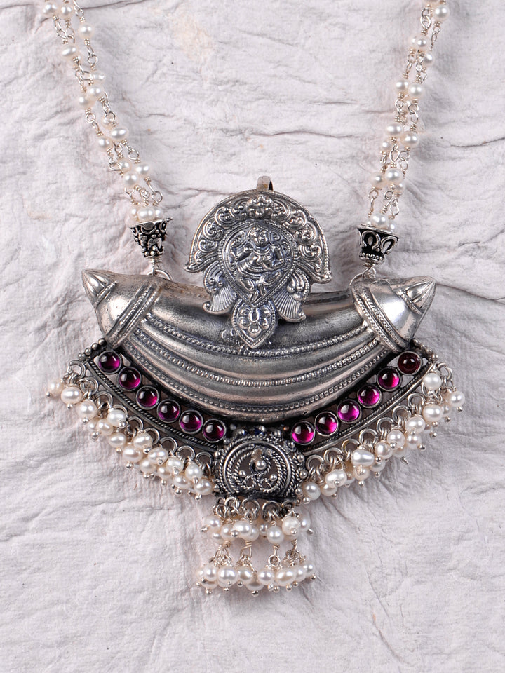 Lilavati Pearl Necklace - 925 oxidized silver