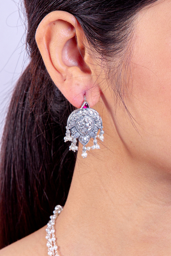 Lilavati Pearl Necklace - 925 oxidized silver