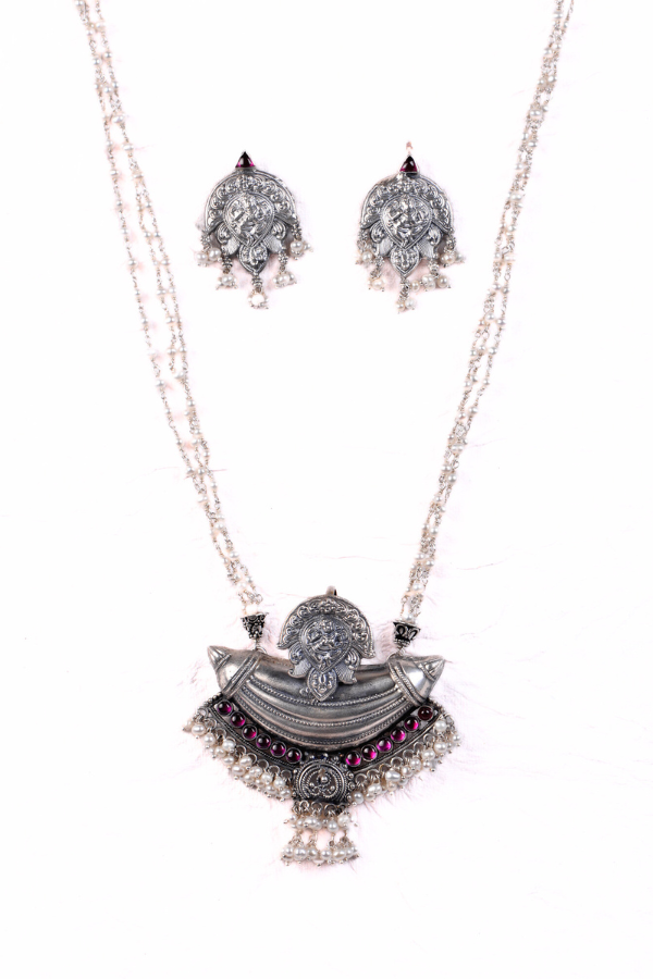 Lilavati Pearl Necklace - 925 oxidized silver