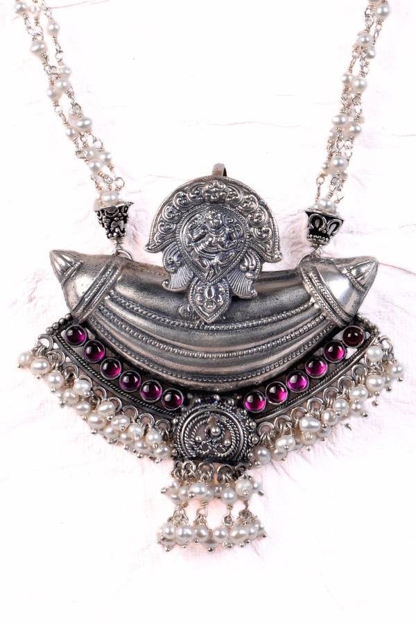 Lilavati Pearl Necklace - 925 oxidized silver