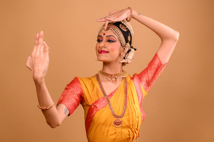 Long haram mango necklace - 925 silver (24 ct Gold polish ) - Bharatanatyam necklace - Dance jewelry