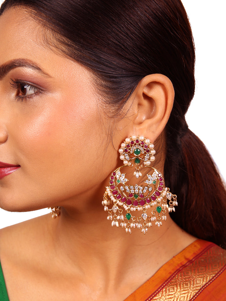 Lotus Chaandbali Earring - 925 silver gold polish