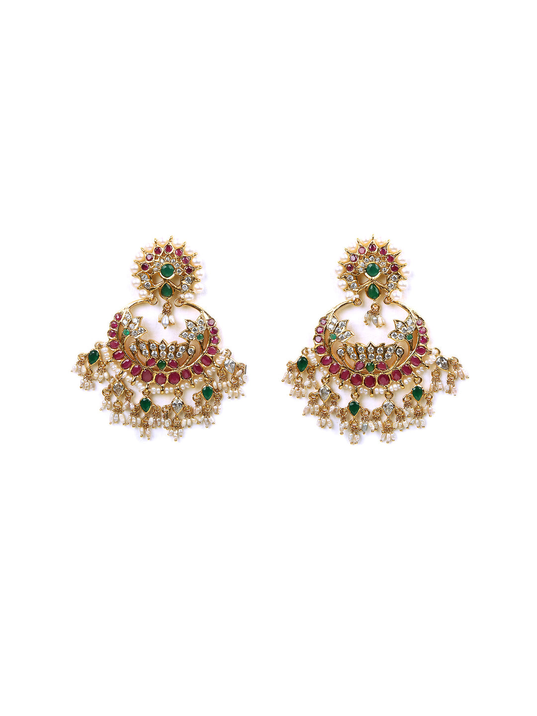 Lotus Chaandbali Earring - 925 silver gold polish