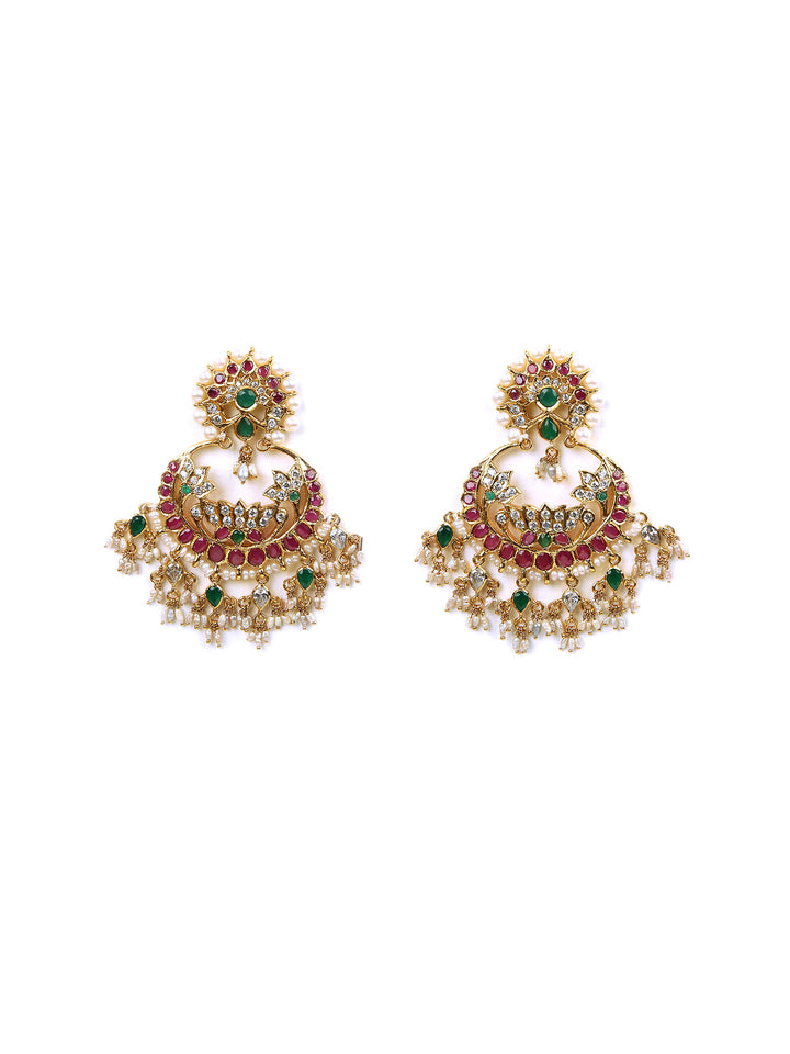 Lotus Chaandbali Earring - 925 silver gold polish