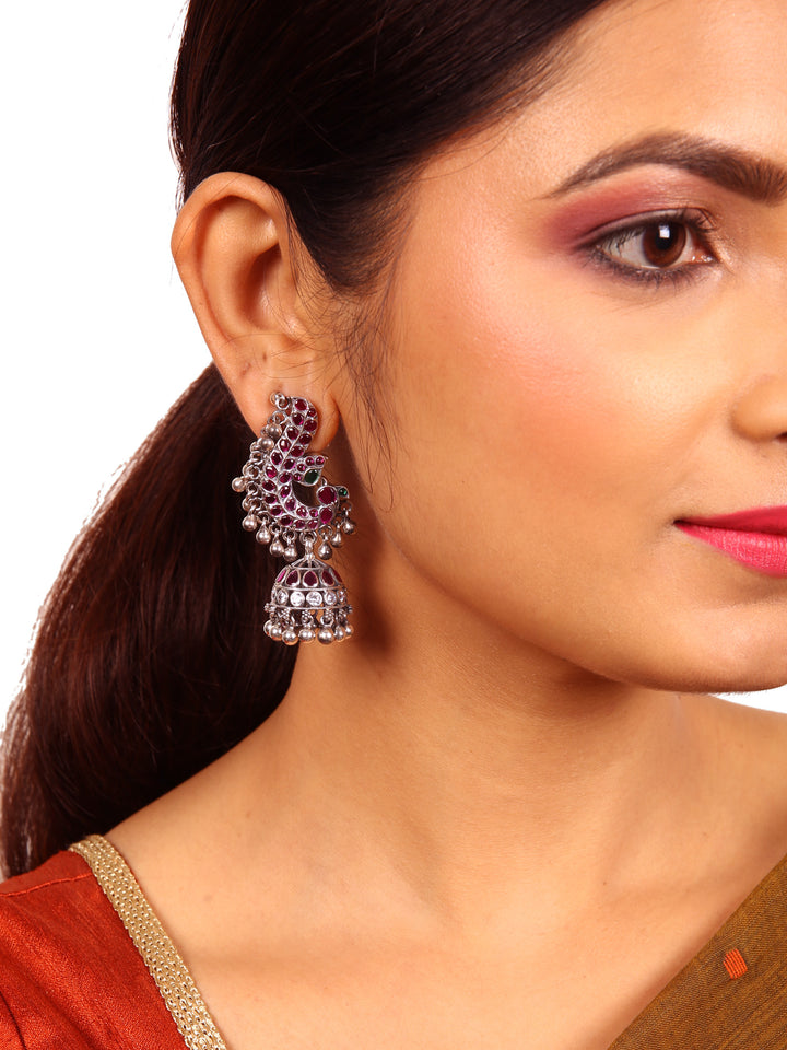 Madura Jhumka - 925 silver oxidized - Earrings