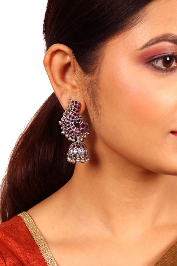 Madura Jhumka - 925 silver oxidized
