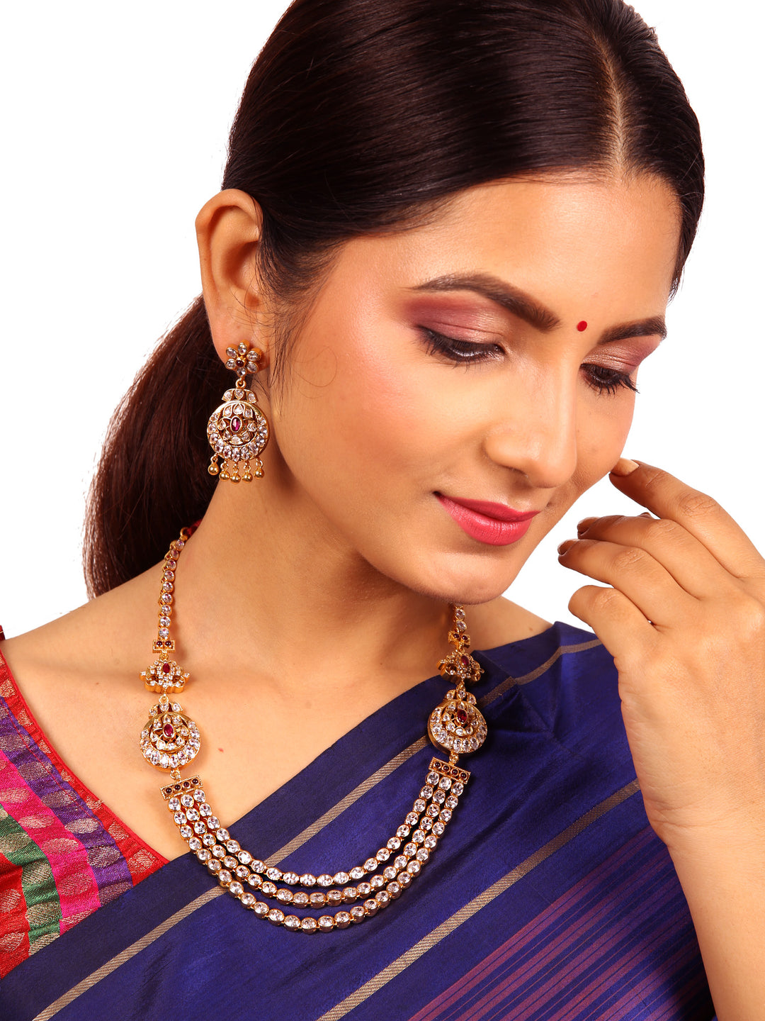 Malavika Reversible Necklace - 925 silver gold polish