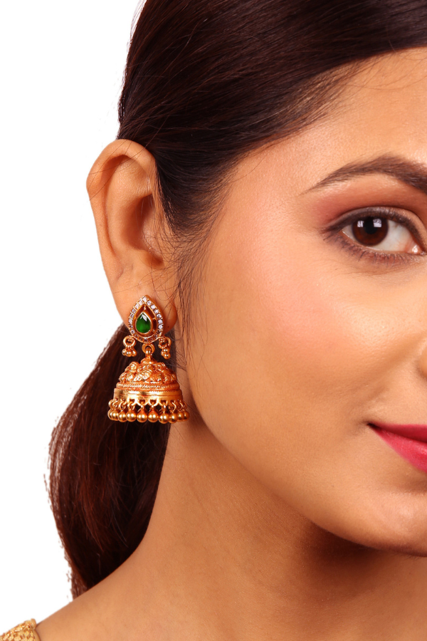 Mansi Jhumka Earring- 925 silver gold polish