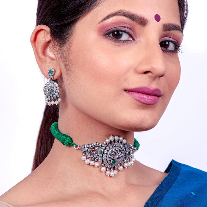 Mayil Necklace - 925 oxidized silver