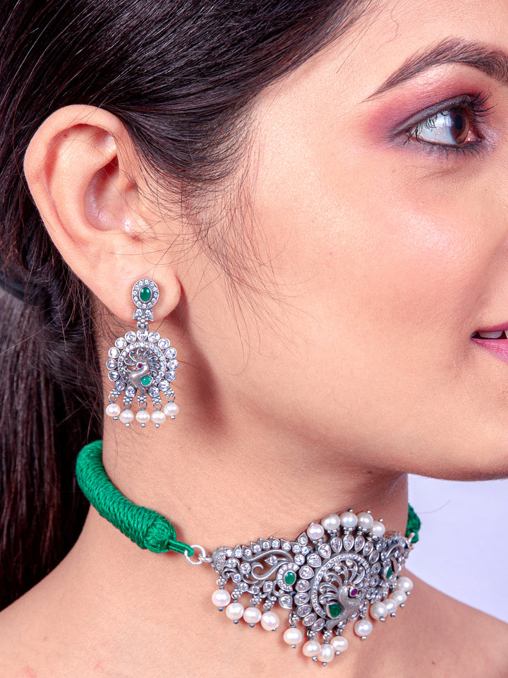 Mayil Necklace - 925 oxidized silver