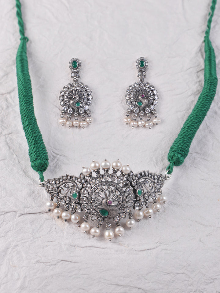Mayil Necklace - 925 oxidized silver