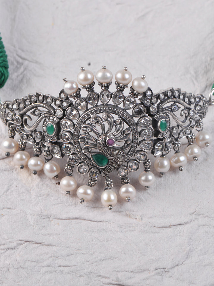 Mayil Necklace - 925 oxidized silver