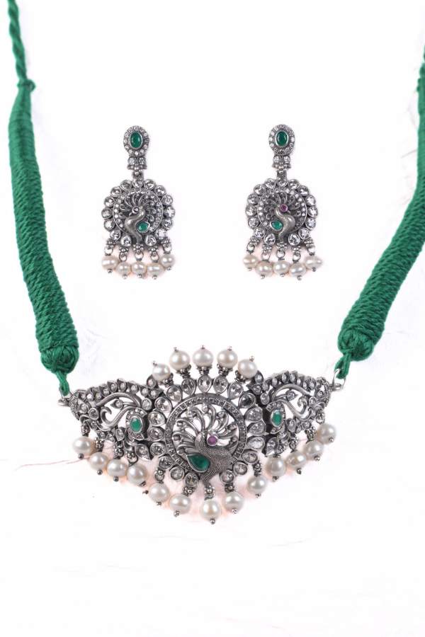 Mayil Necklace - 925 oxidized silver