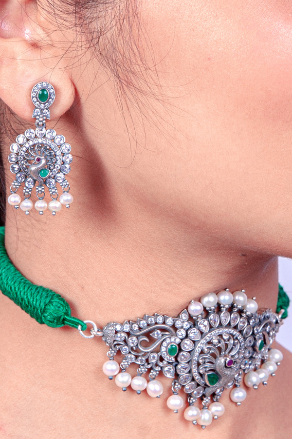 Mayil Necklace - 925 oxidized silver