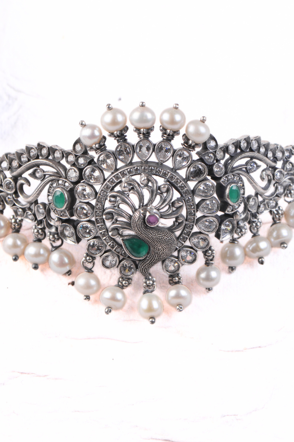 Mayil Necklace - 925 oxidized silver