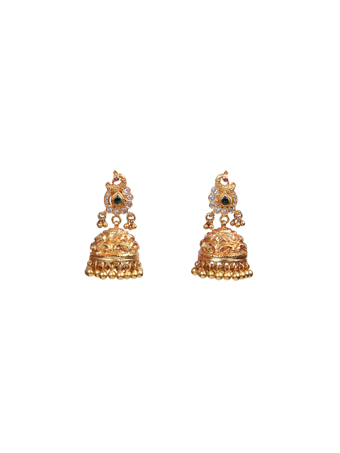 Mayura Jhumka earring - 925 silver gold polish