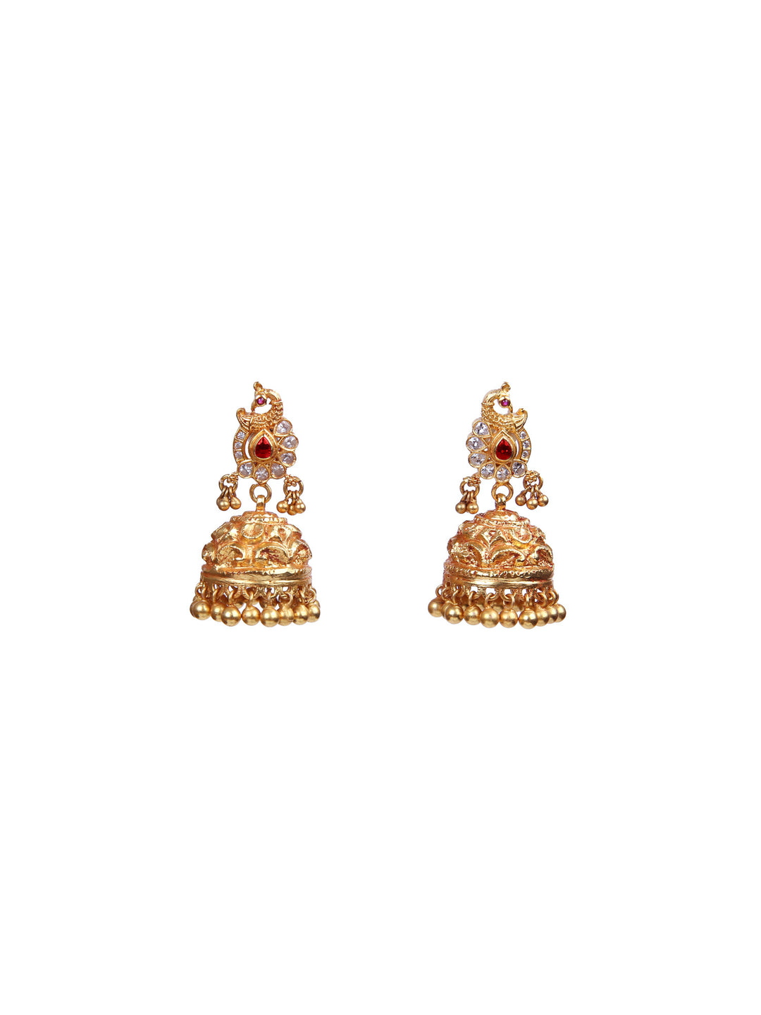 Mayura Jhumka earring - 925 silver gold polish