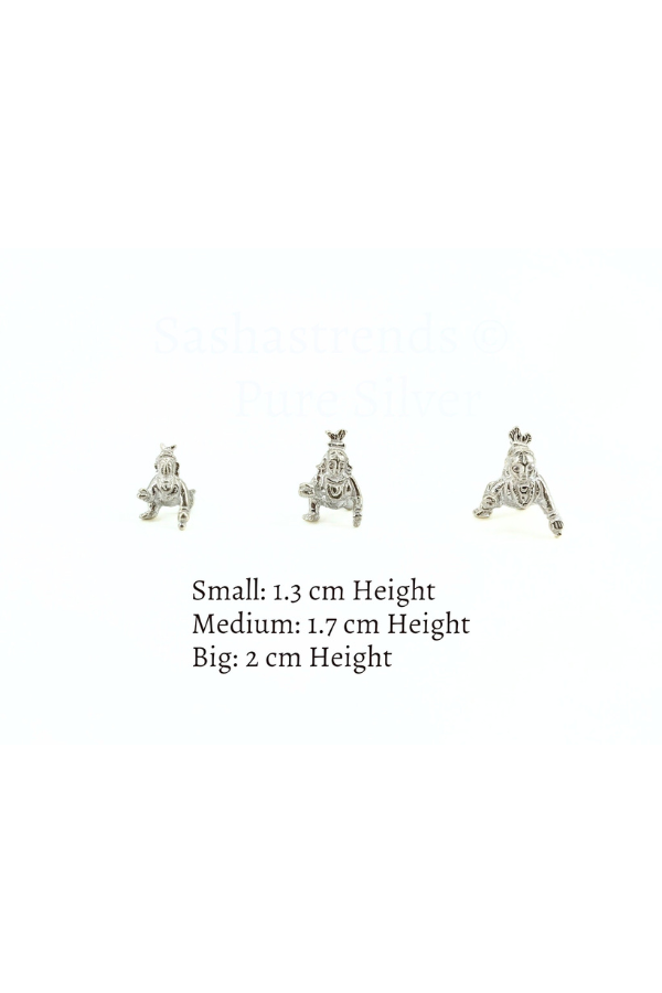 Mini Balakrishna with butter- Silver gift items- Silver Pooja Items for Home, Return Gift for Navarathri, Wedding and Housewarming