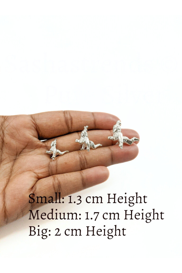 Mini Balakrishna with butter- Silver gift items- Silver Pooja Items for Home, Return Gift for Navarathri, Wedding and Housewarming