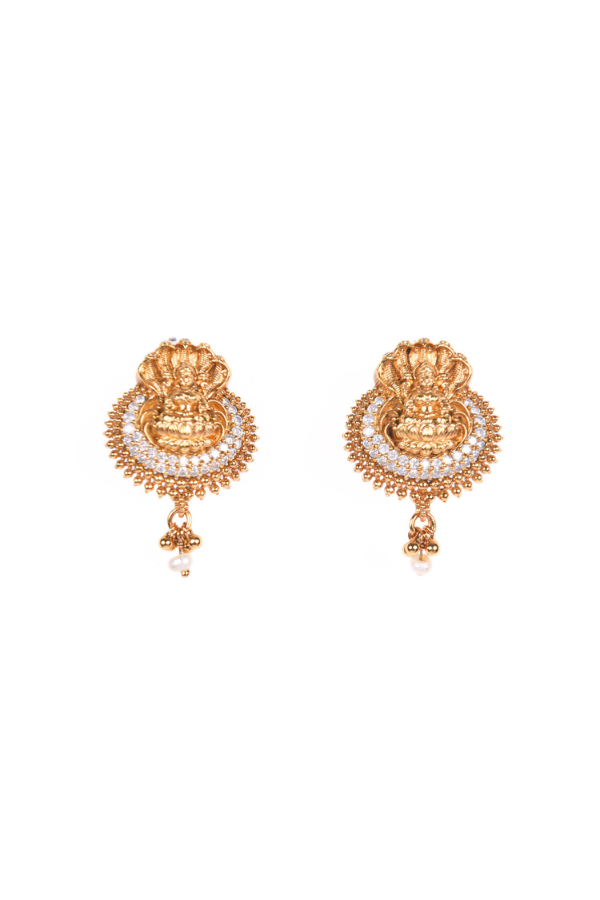 Pair of silver gold plated earrings with intricate designs