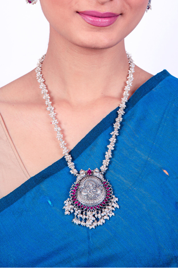 Natya Krishna Necklace - 925 oxidized silver