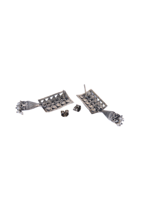 Pair of silver earrings.