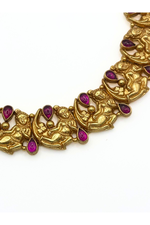 Silver Gold plated necklace with ruby gemstones