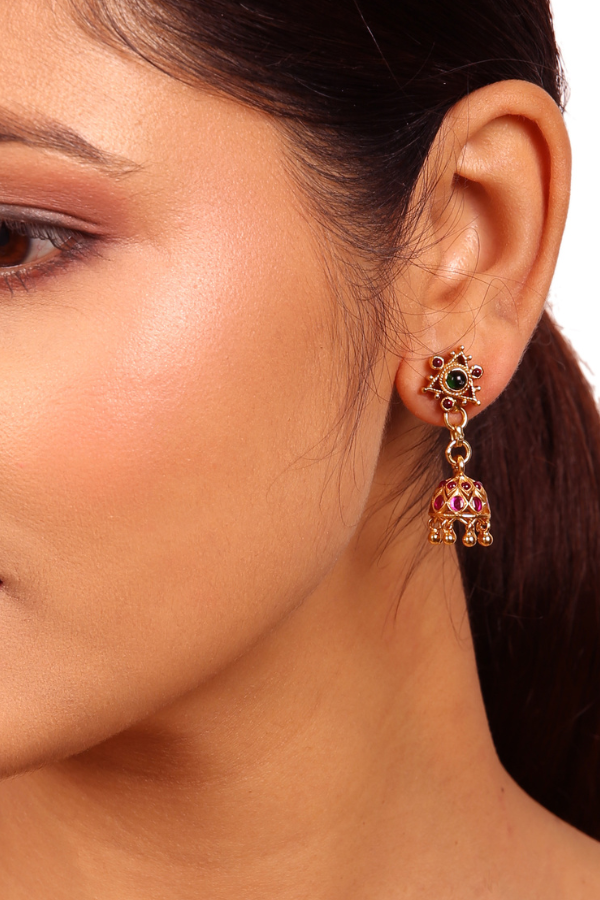 Neeha detachable jhumka - 925 silver gold polish