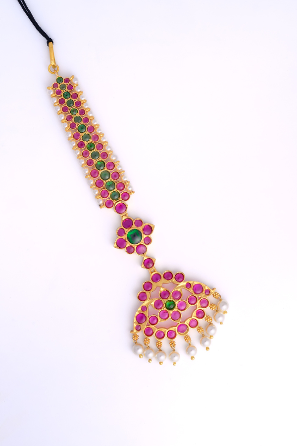 Nethi Chutti – Maang Tikka - 925 Silver (24 ct Gold polish) for Bharatanatyam - Bridal Elegance