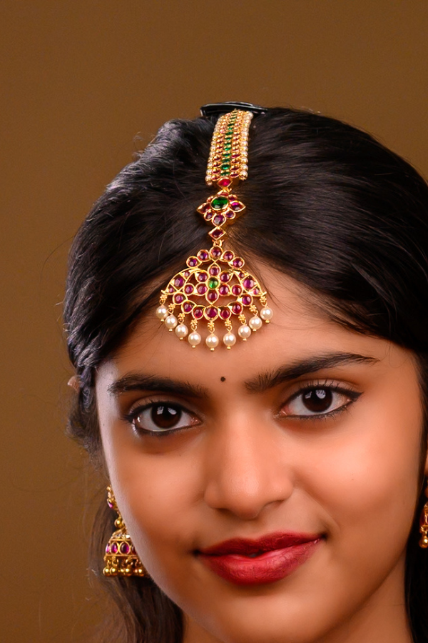 Nethi Chutti – Maang Tikka - 925 Silver (24 ct Gold polish) for Bharatanatyam - Bridal Elegance