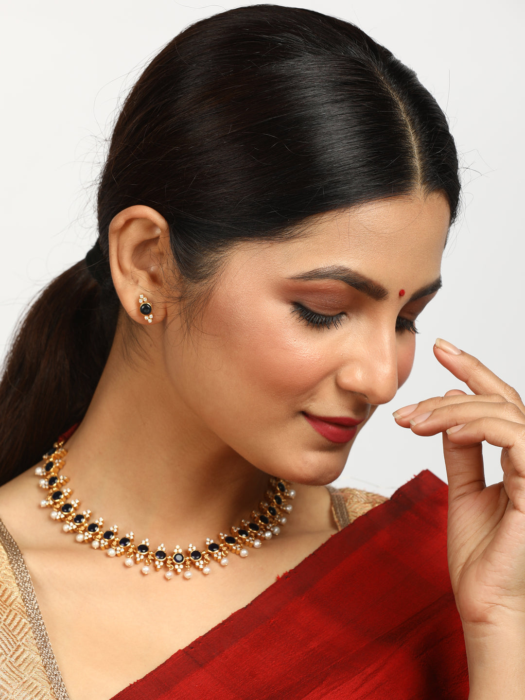 Niroopa Necklace - 925 silver gold polish