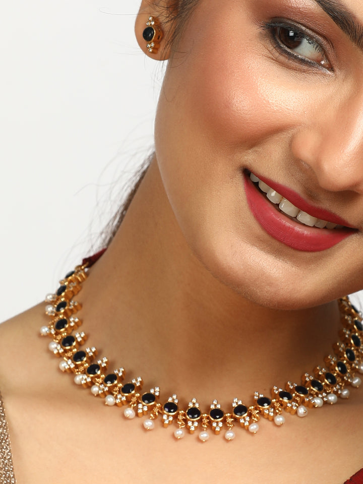 Niroopa Necklace - 925 silver gold polish
