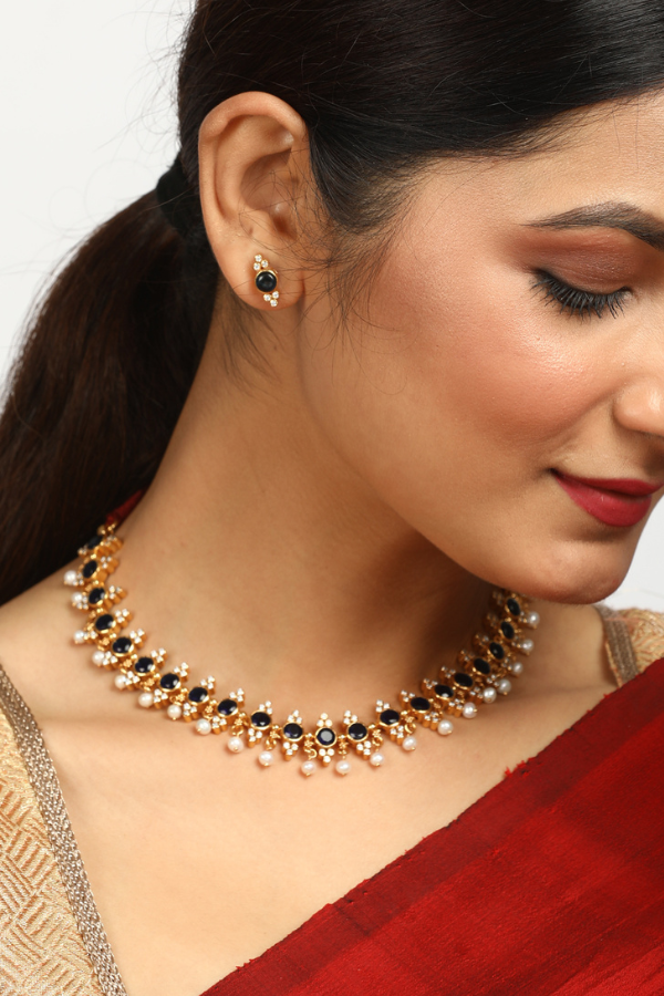 Niroopa Necklace - 925 silver gold polish