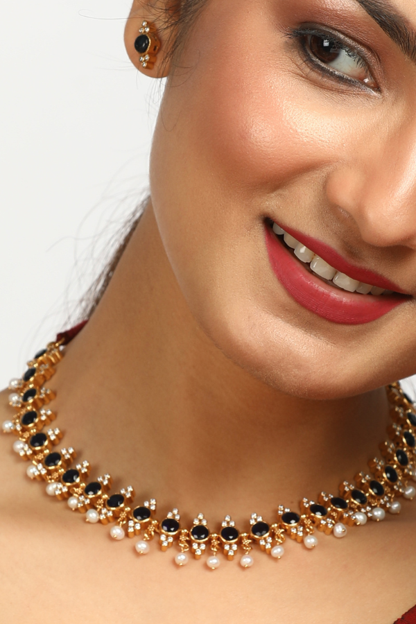 Niroopa Necklace - 925 silver gold polish