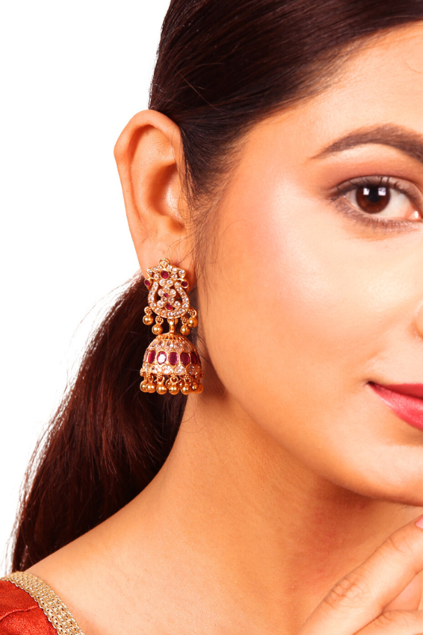 Padma Jhumka - 925 silver gold polish