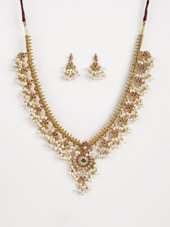 Parnika Necklace - 925 silver gold polish