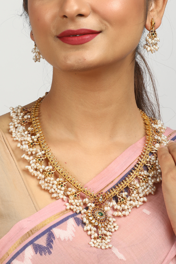 Parnika Necklace - 925 silver gold polish